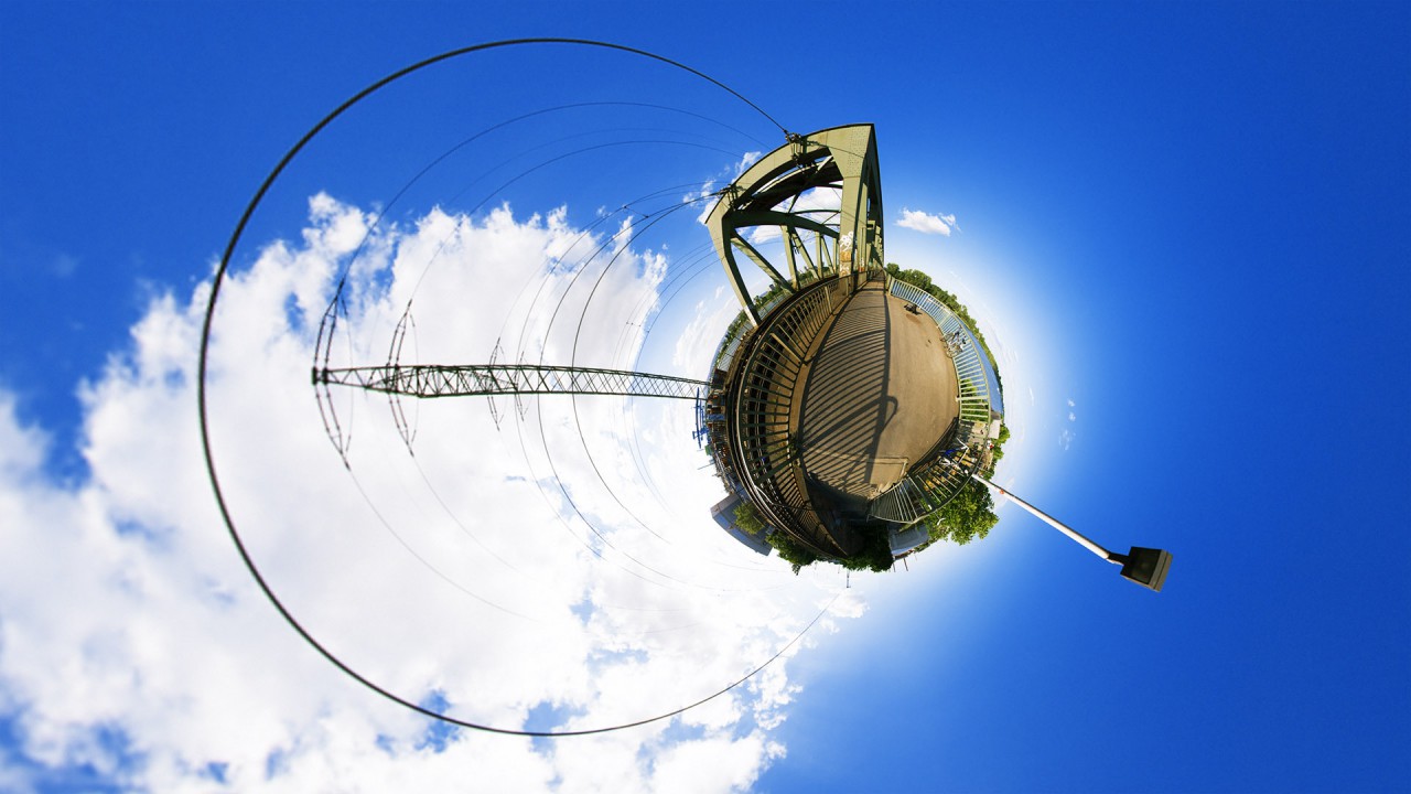 Mainz – Wiesbaden S-Bahn-Brücke – 360 grad Foto Mainz – Wiesbaden S-Bahn-Brücke – 360 grad Foto